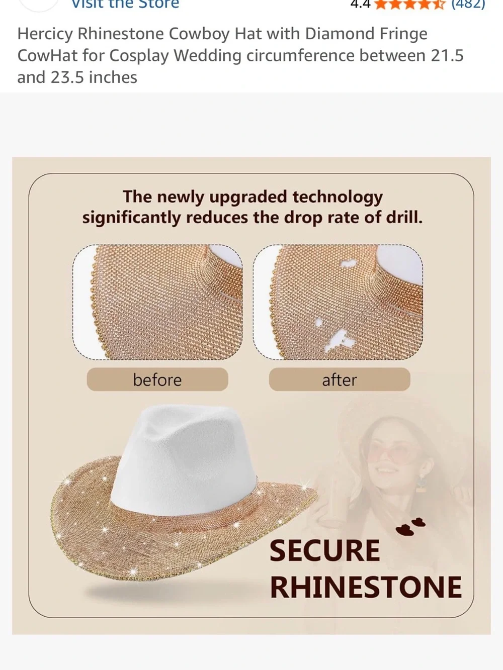 NEW in bag Hercicy Rhinestone Cowboy Hat - White Crown with Rose Gold Sparkle